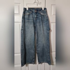 Blue Denim Jeans Low Rise Baggy Jean, Cargo Style, Size 6 Short, New with Tags